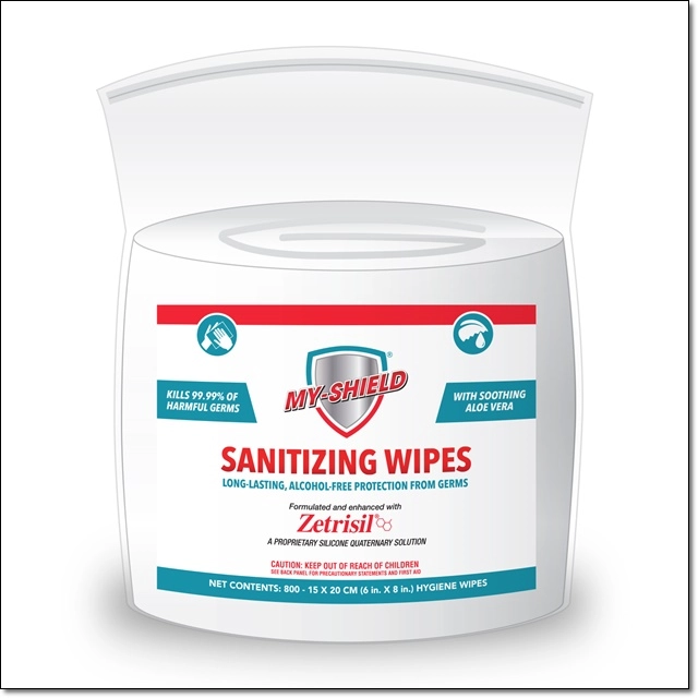 My Shield Sanitizing Wipes - 800 Count (Soft Pack) bulk sanitizing wipes, alcohol free sanitizing wipes, zetrisil, my-shield, my shield hand wipes, Zetrisil sanitizing hand wipes, 800 count wipes